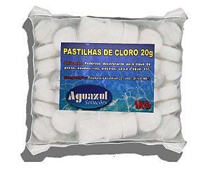 Cloro Pastilhas 20g Pacote 50un/ 1 Kg - CONSUMO HUMANO - FRETE GRÁTIS